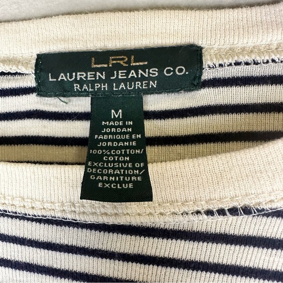 Ralph Lauren Women’s Top Shirt Sz M Striped Faux Suede Elbow Patch Zip Shoulder - Picture 5 of 9